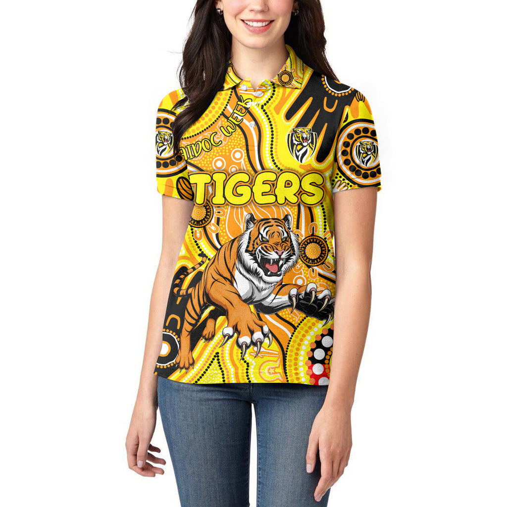 Personalised NAIDOC Week 2024 Richmond Tiger Women Polo Shirt Australian Aboriginal Hand Painting