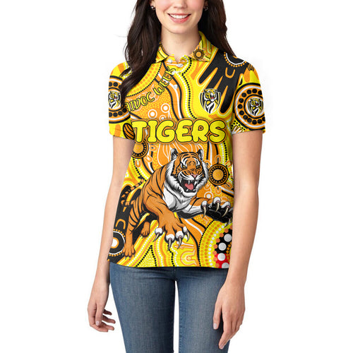 Personalised NAIDOC Week 2024 Richmond Tiger Women Polo Shirt Australian Aboriginal Hand Painting