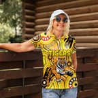 Personalised NAIDOC Week 2024 Richmond Tiger Women Polo Shirt Australian Aboriginal Hand Painting