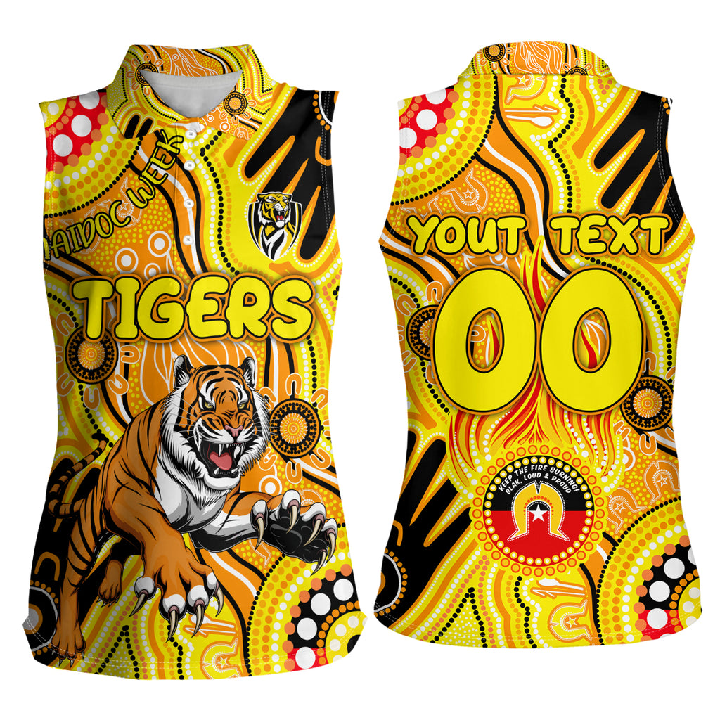 Personalised NAIDOC Week 2024 Richmond Tiger Women Sleeveless Polo Shirt Australian Aboriginal Hand Painting