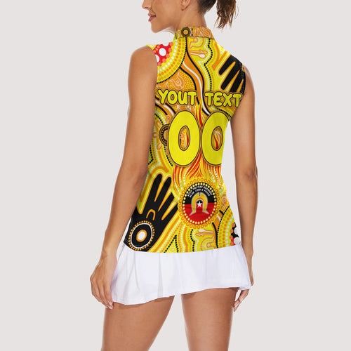 Personalised NAIDOC Week 2024 Richmond Tiger Women Sleeveless Polo Shirt Australian Aboriginal Hand Painting