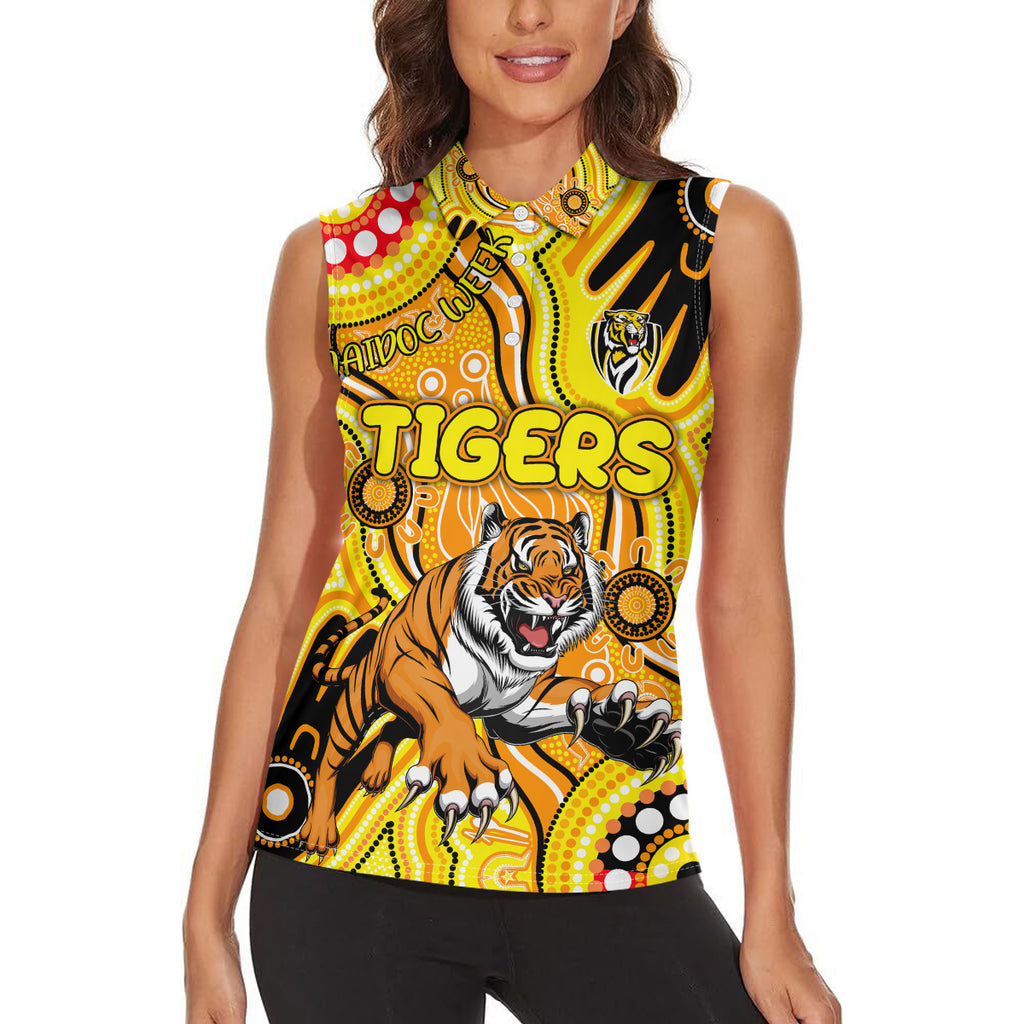 Personalised NAIDOC Week 2024 Richmond Tiger Women Sleeveless Polo Shirt Australian Aboriginal Hand Painting