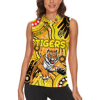 Personalised NAIDOC Week 2024 Richmond Tiger Women Sleeveless Polo Shirt Australian Aboriginal Hand Painting