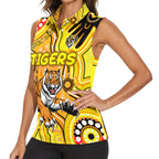 Personalised NAIDOC Week 2024 Richmond Tiger Women Sleeveless Polo Shirt Australian Aboriginal Hand Painting