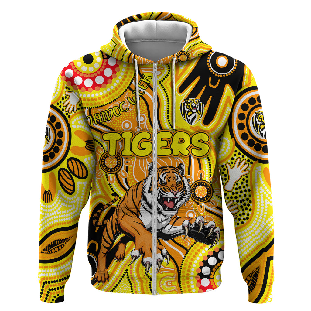 Personalised NAIDOC Week 2024 Richmond Tiger Zip Hoodie Australian Aboriginal Hand Painting