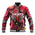 Personalised NAIDOC Week 2024 St Kilda Saints Baseball Jacket Australian Aboriginal Hand Painting