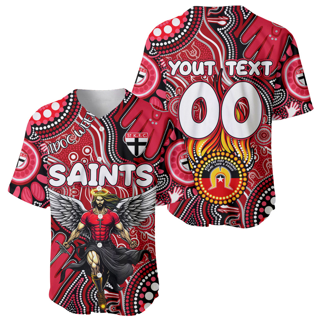 Personalised NAIDOC Week 2024 St Kilda Saints Baseball Jersey Australian Aboriginal Hand Painting