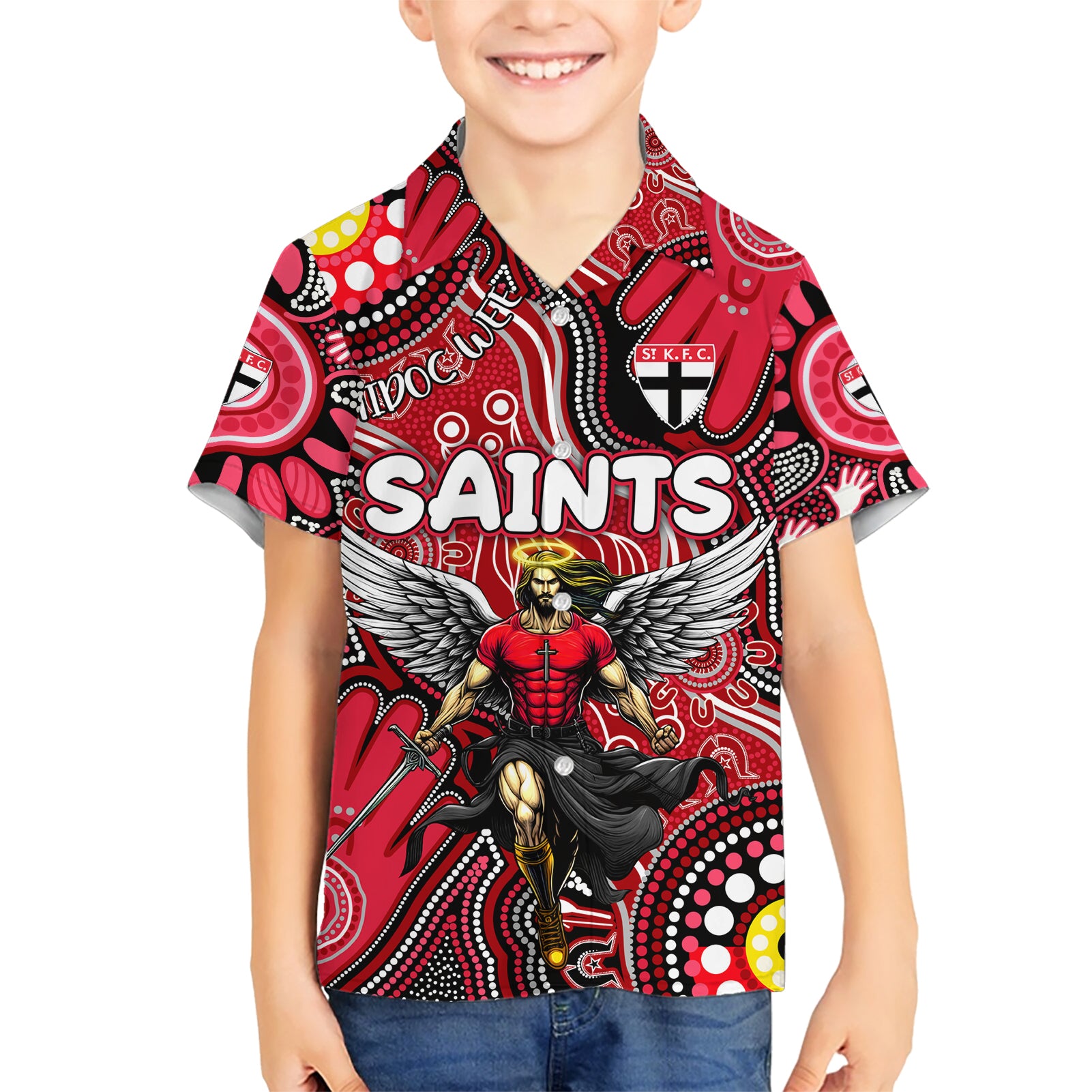 Personalised NAIDOC Week 2024 St Kilda Saints Hawaiian Shirt Australian Aboriginal Hand Painting