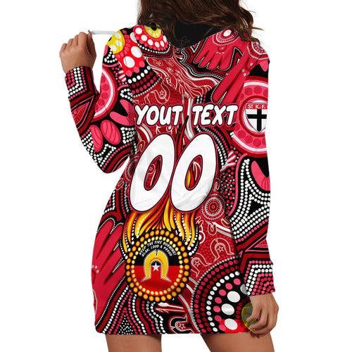 Personalised NAIDOC Week 2024 St Kilda Saints Hoodie Dress Australian Aboriginal Hand Painting