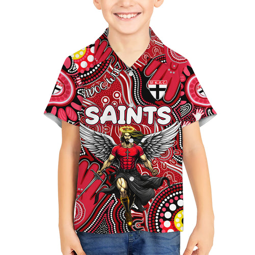 Personalised NAIDOC Week 2024 St Kilda Saints Kid Hawaiian Shirt Australian Aboriginal Hand Painting