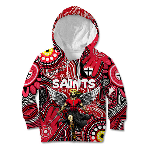Personalised NAIDOC Week 2024 St Kilda Saints Kid Hoodie Australian Aboriginal Hand Painting