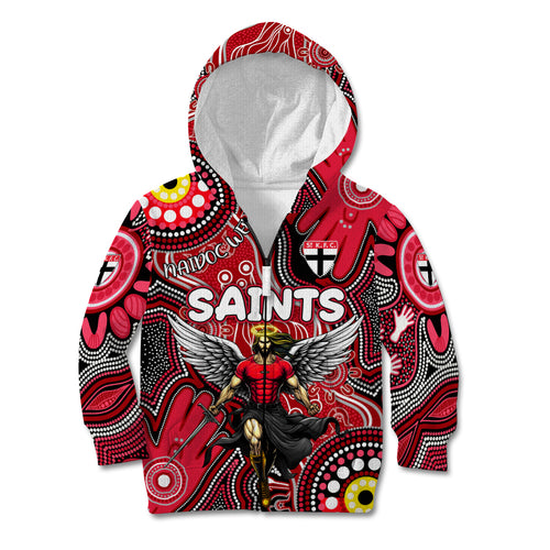 Personalised NAIDOC Week 2024 St Kilda Saints Kid Hoodie Australian Aboriginal Hand Painting