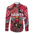 Personalised NAIDOC Week 2024 St Kilda Saints Long Sleeve Button Shirt Australian Aboriginal Hand Painting