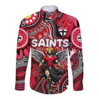 Personalised NAIDOC Week 2024 St Kilda Saints Long Sleeve Button Shirt Australian Aboriginal Hand Painting