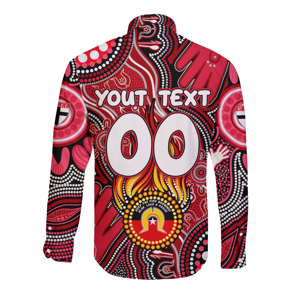 Personalised NAIDOC Week 2024 St Kilda Saints Long Sleeve Button Shirt Australian Aboriginal Hand Painting