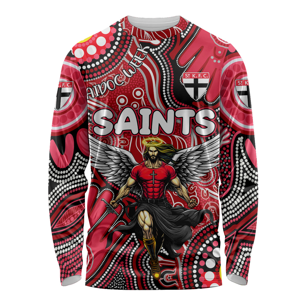 Personalised NAIDOC Week 2024 St Kilda Saints Long Sleeve Shirt Australian Aboriginal Hand Painting