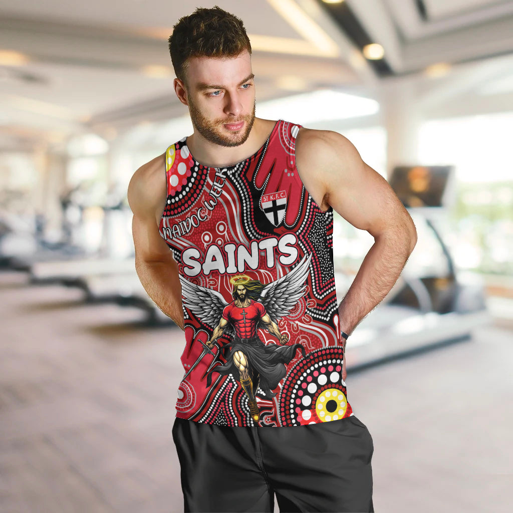 Personalised NAIDOC Week 2024 St Kilda Saints Men Tank Top Australian Aboriginal Hand Painting