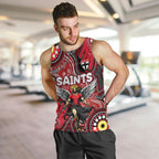 Personalised NAIDOC Week 2024 St Kilda Saints Men Tank Top Australian Aboriginal Hand Painting