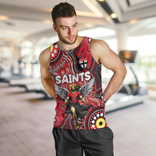 Personalised NAIDOC Week 2024 St Kilda Saints Men Tank Top Australian Aboriginal Hand Painting