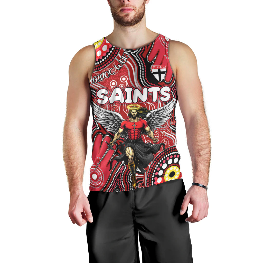 Personalised NAIDOC Week 2024 St Kilda Saints Men Tank Top Australian Aboriginal Hand Painting