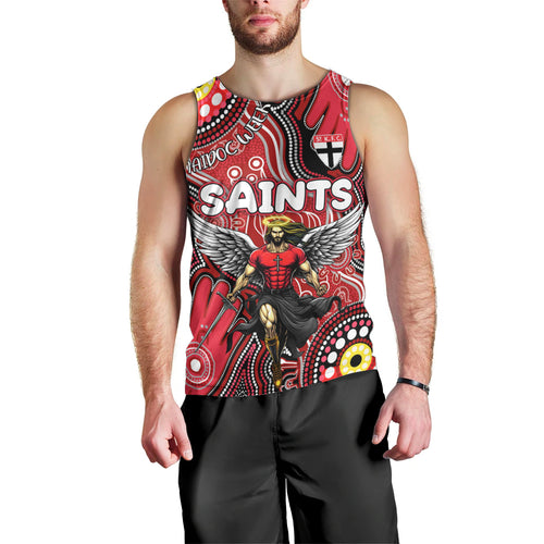 Personalised NAIDOC Week 2024 St Kilda Saints Men Tank Top Australian Aboriginal Hand Painting