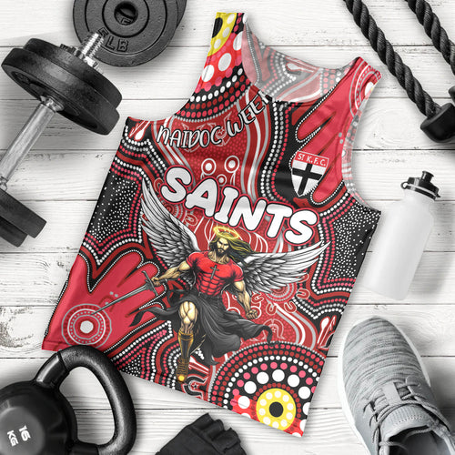 Personalised NAIDOC Week 2024 St Kilda Saints Men Tank Top Australian Aboriginal Hand Painting