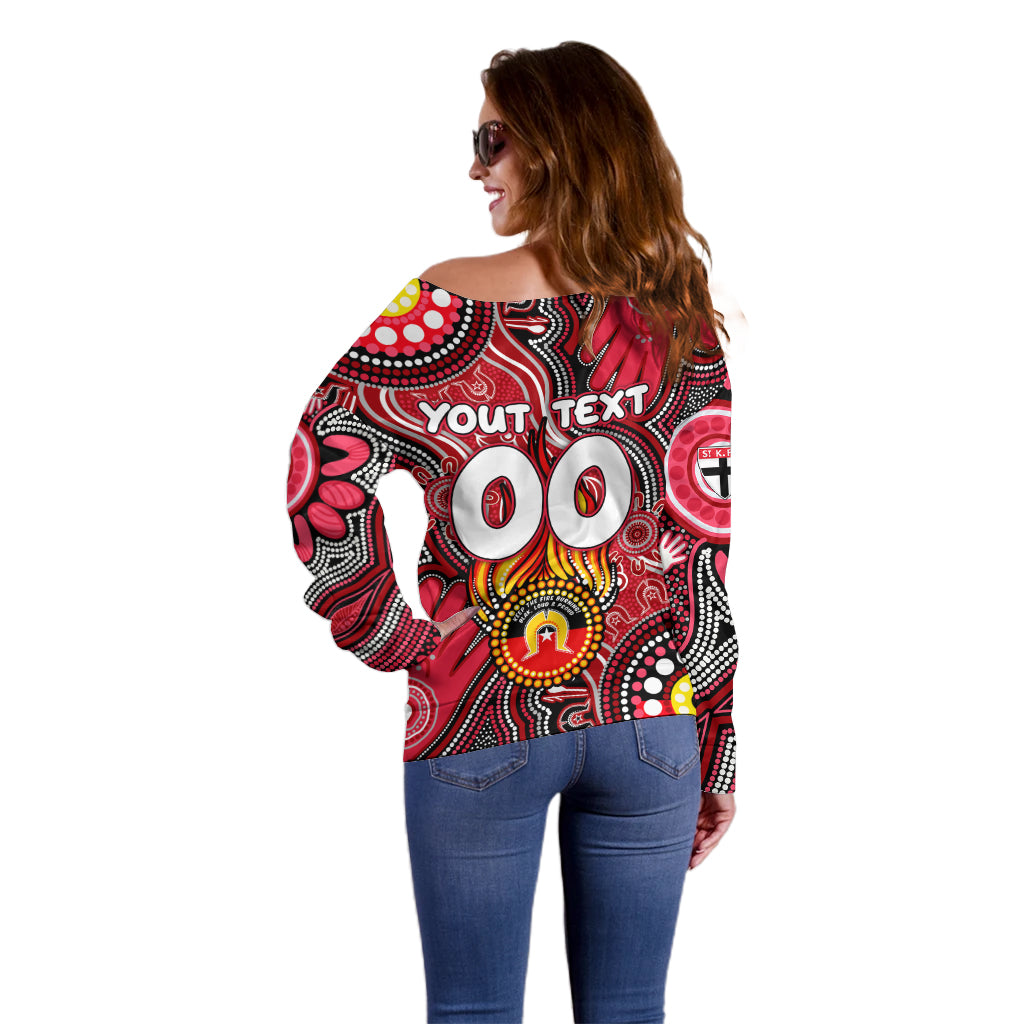 Personalised NAIDOC Week 2024 St Kilda Saints Off Shoulder Sweater Australian Aboriginal Hand Painting
