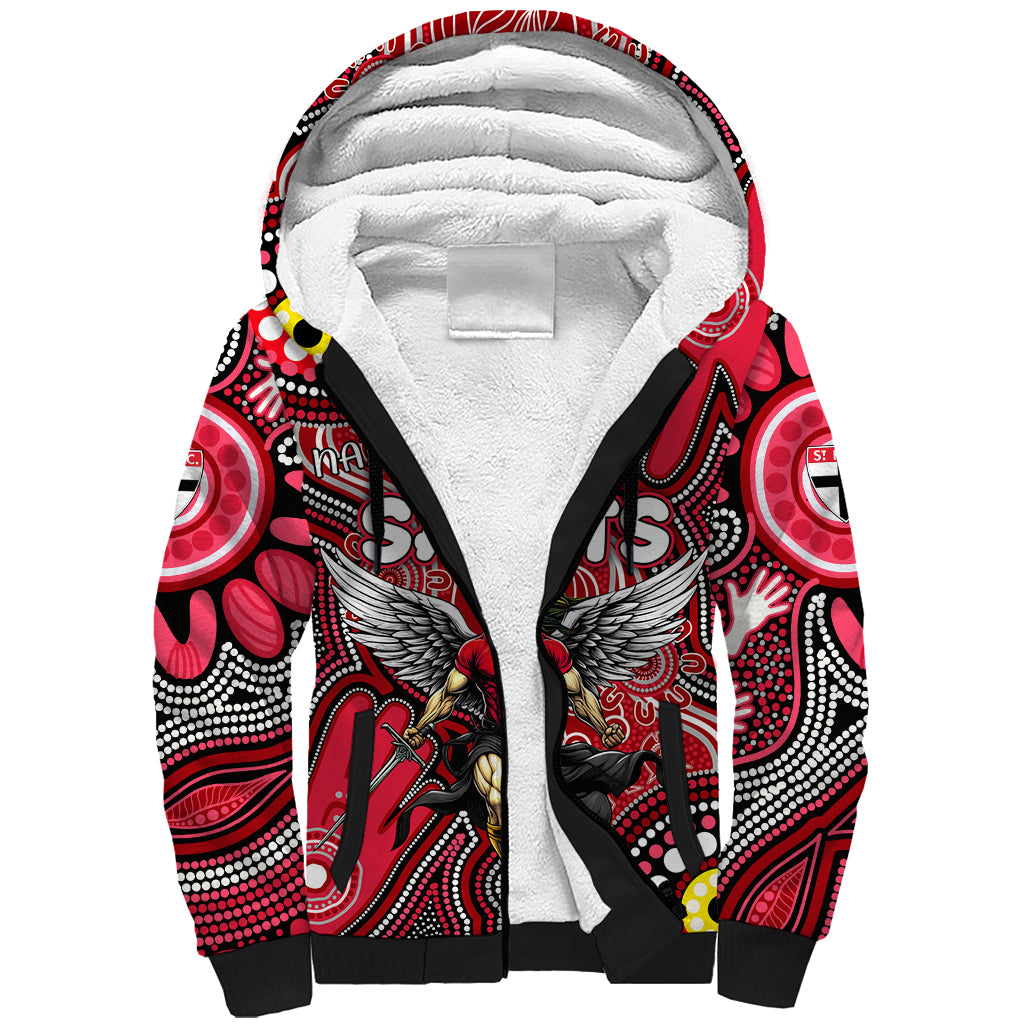 Personalised NAIDOC Week 2024 St Kilda Saints Sherpa Hoodie Australian Aboriginal Hand Painting