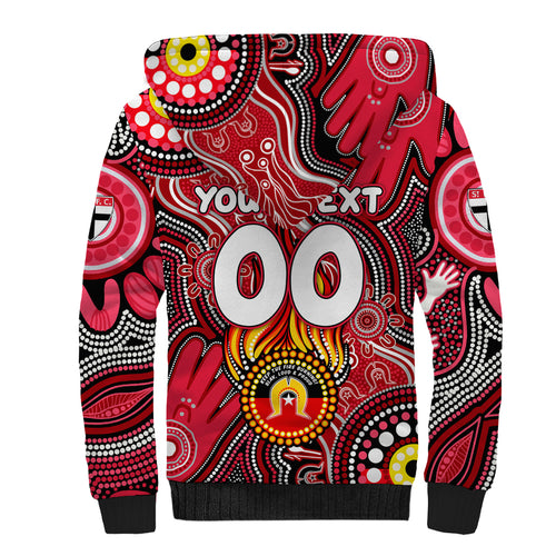 Personalised NAIDOC Week 2024 St Kilda Saints Sherpa Hoodie Australian Aboriginal Hand Painting