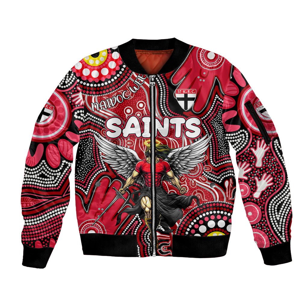 Personalised NAIDOC Week 2024 St Kilda Saints Sleeve Zip Bomber Jacket Australian Aboriginal Hand Painting