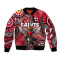 Personalised NAIDOC Week 2024 St Kilda Saints Sleeve Zip Bomber Jacket Australian Aboriginal Hand Painting