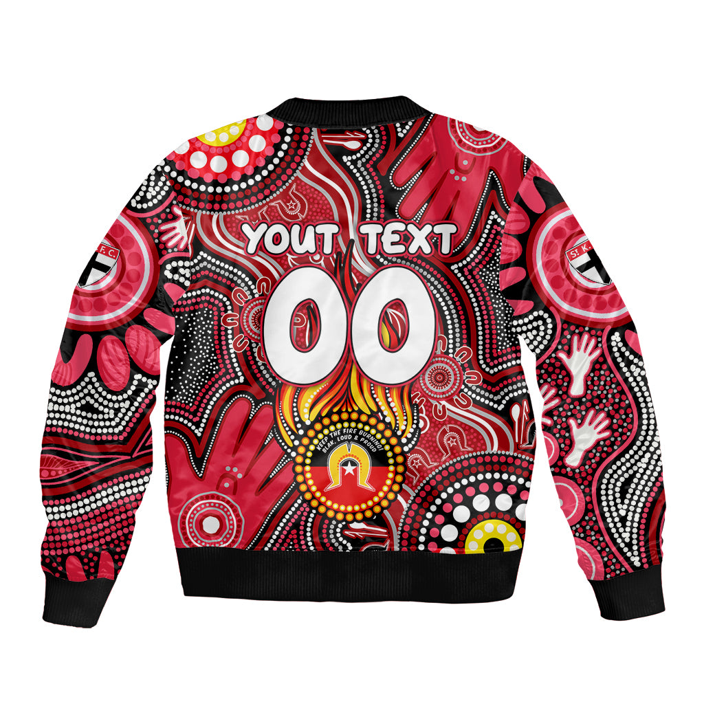 Personalised NAIDOC Week 2024 St Kilda Saints Sleeve Zip Bomber Jacket Australian Aboriginal Hand Painting