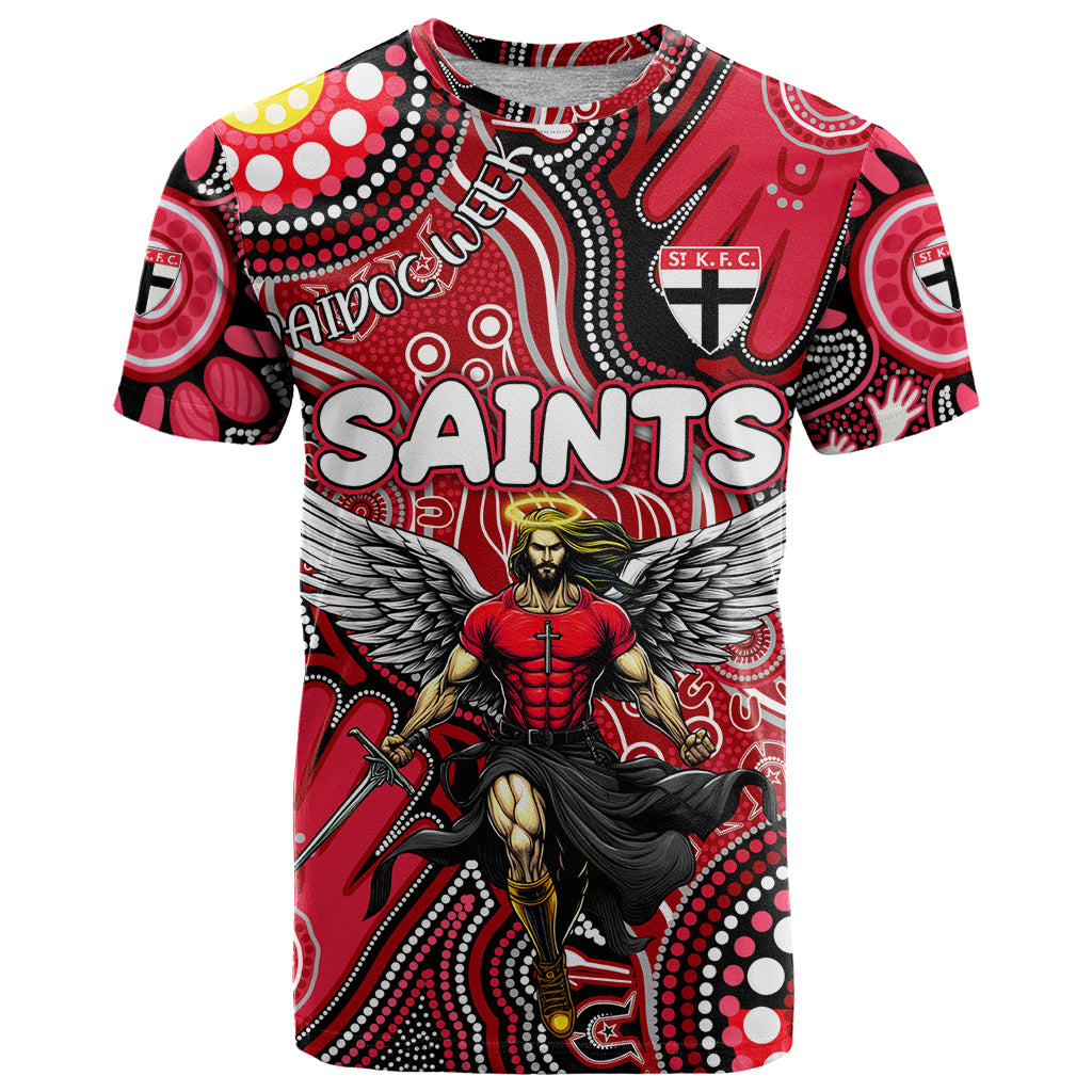 Personalised NAIDOC Week 2024 St Kilda Saints T Shirt Australian Aboriginal Hand Painting