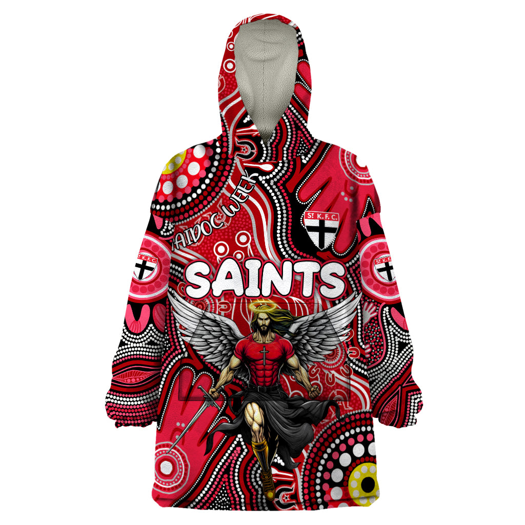 Personalised NAIDOC Week 2024 St Kilda Saints Wearable Blanket Hoodie Australian Aboriginal Hand Painting