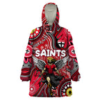 Personalised NAIDOC Week 2024 St Kilda Saints Wearable Blanket Hoodie Australian Aboriginal Hand Painting