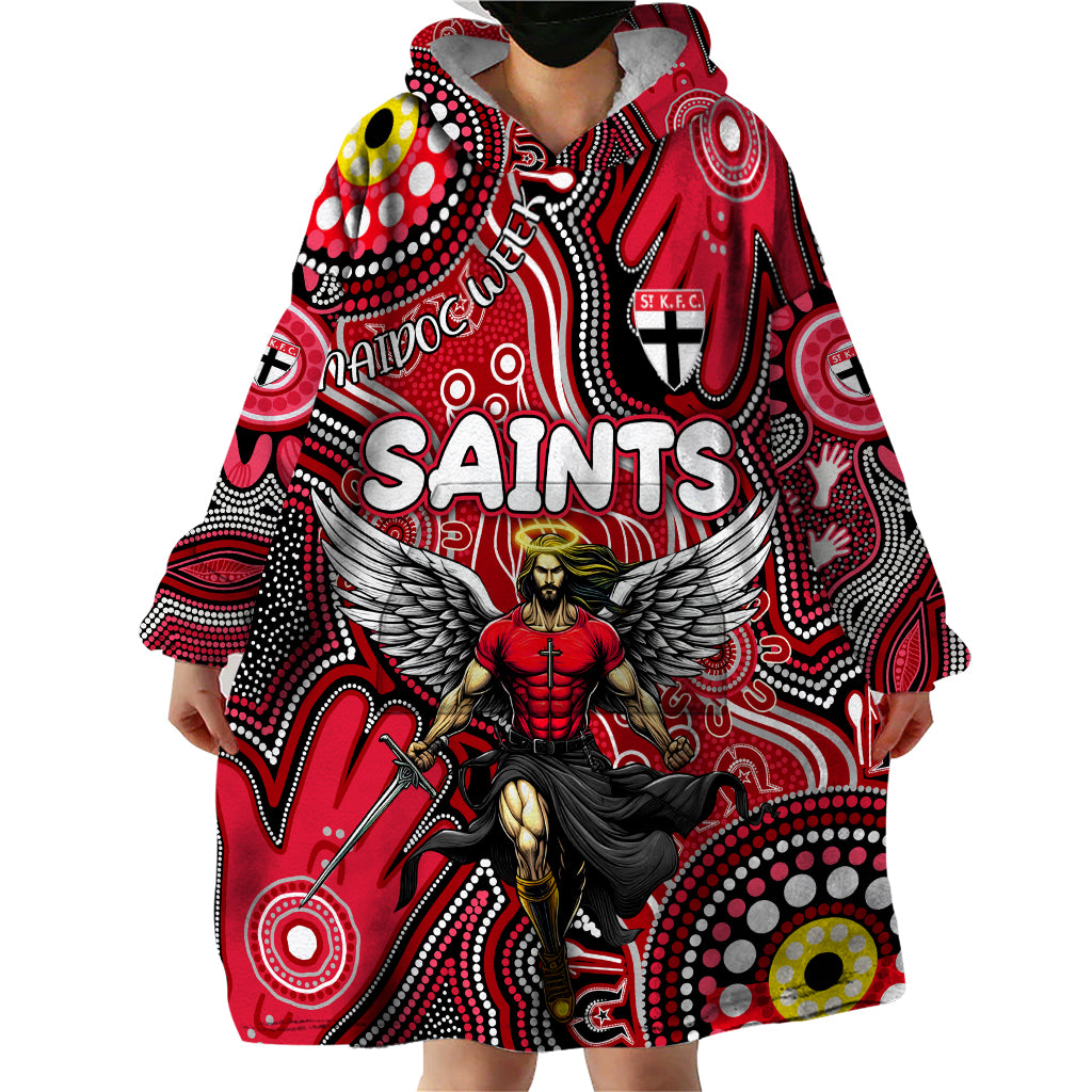 Personalised NAIDOC Week 2024 St Kilda Saints Wearable Blanket Hoodie Australian Aboriginal Hand Painting