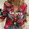 Personalised NAIDOC Week 2024 St Kilda Saints Women Casual Shirt Australian Aboriginal Hand Painting