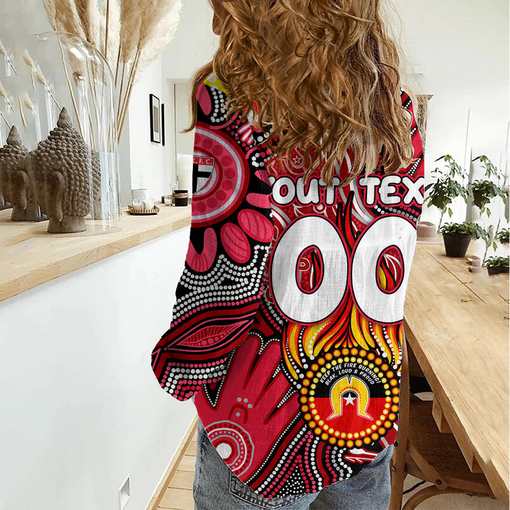 Personalised NAIDOC Week 2024 St Kilda Saints Women Casual Shirt Australian Aboriginal Hand Painting