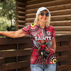 Personalised NAIDOC Week 2024 St Kilda Saints Women Polo Shirt Australian Aboriginal Hand Painting