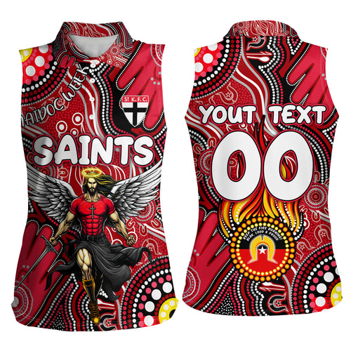 Personalised NAIDOC Week 2024 St Kilda Saints Women Sleeveless Polo Shirt Australian Aboriginal Hand Painting