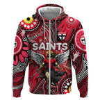 Personalised NAIDOC Week 2024 St Kilda Saints Zip Hoodie Australian Aboriginal Hand Painting