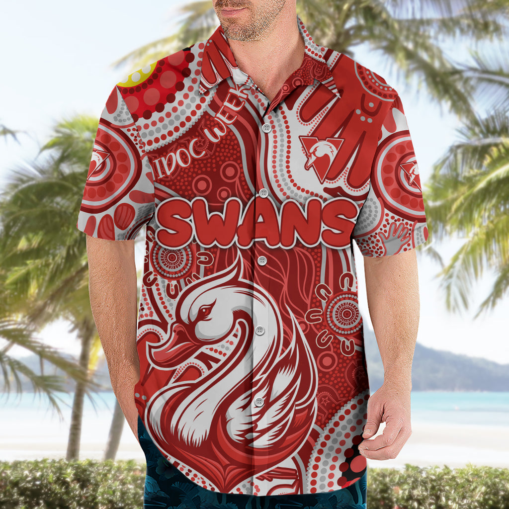 Personalised NAIDOC Week 2024 Sydney Swans Hawaiian Shirt Australian Aboriginal Hand Painting