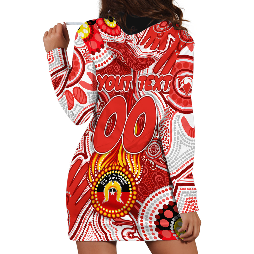 Personalised NAIDOC Week 2024 Sydney Swans Hoodie Dress Australian Aboriginal Hand Painting