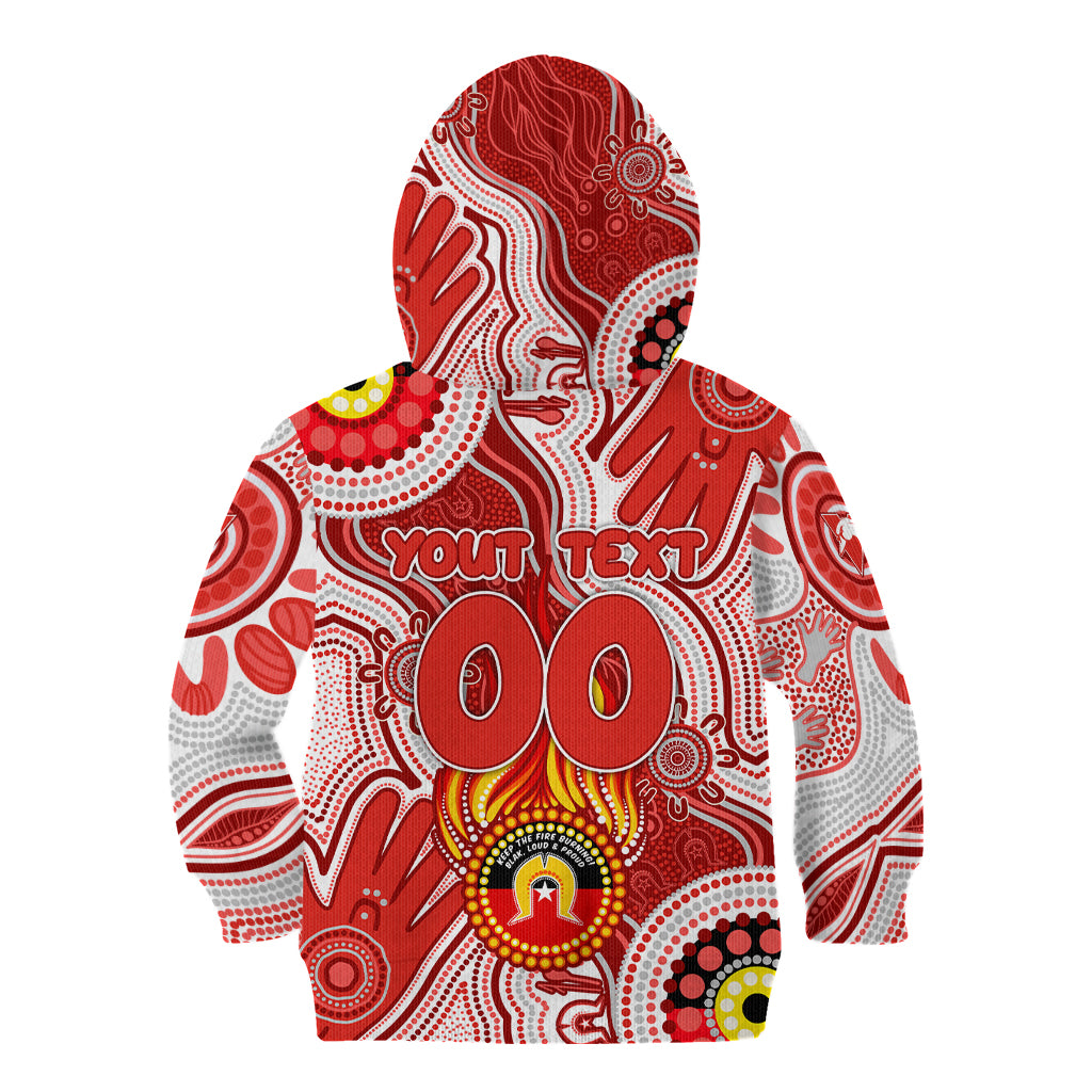 Personalised NAIDOC Week 2024 Sydney Swans Kid Hoodie Australian Aboriginal Hand Painting