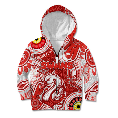 Personalised NAIDOC Week 2024 Sydney Swans Kid Hoodie Australian Aboriginal Hand Painting