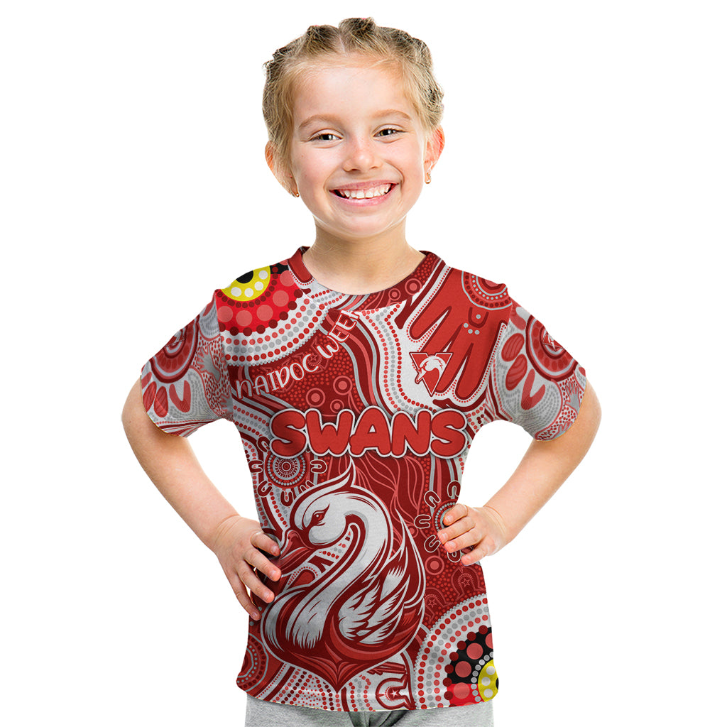 Personalised NAIDOC Week 2024 Sydney Swans Kid T Shirt Australian Aboriginal Hand Painting