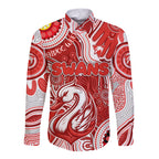 Personalised NAIDOC Week 2024 Sydney Swans Long Sleeve Button Shirt Australian Aboriginal Hand Painting