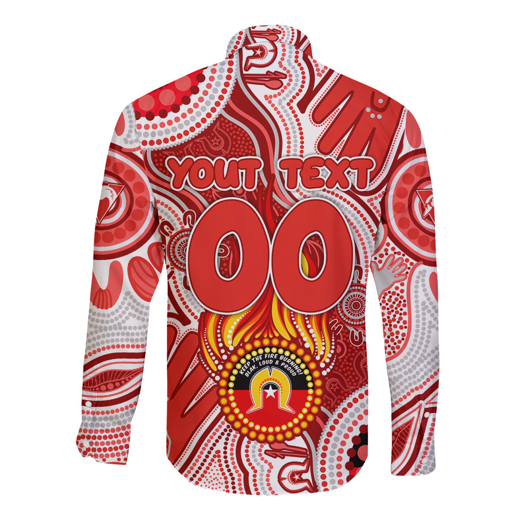 Personalised NAIDOC Week 2024 Sydney Swans Long Sleeve Button Shirt Australian Aboriginal Hand Painting