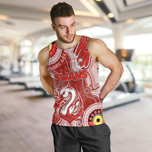 Personalised NAIDOC Week 2024 Sydney Swans Men Tank Top Australian Aboriginal Hand Painting