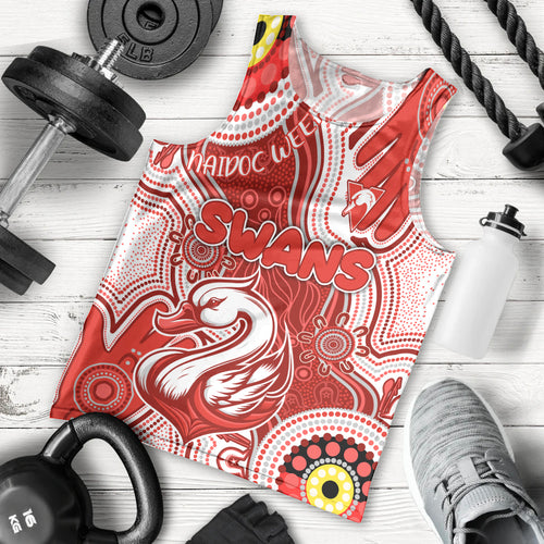 Personalised NAIDOC Week 2024 Sydney Swans Men Tank Top Australian Aboriginal Hand Painting